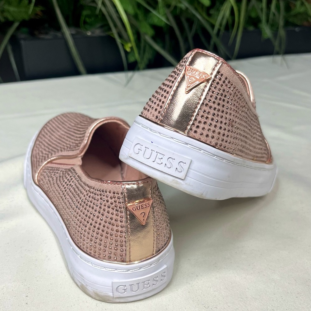 Guess Rose Gold Jeweled Slip on Shoes